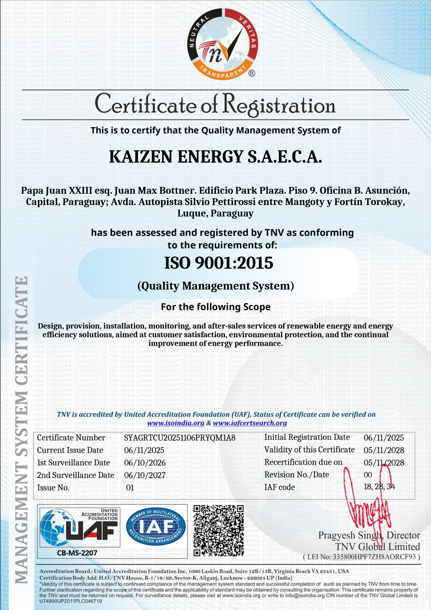 ISO 9001 Certificate in English